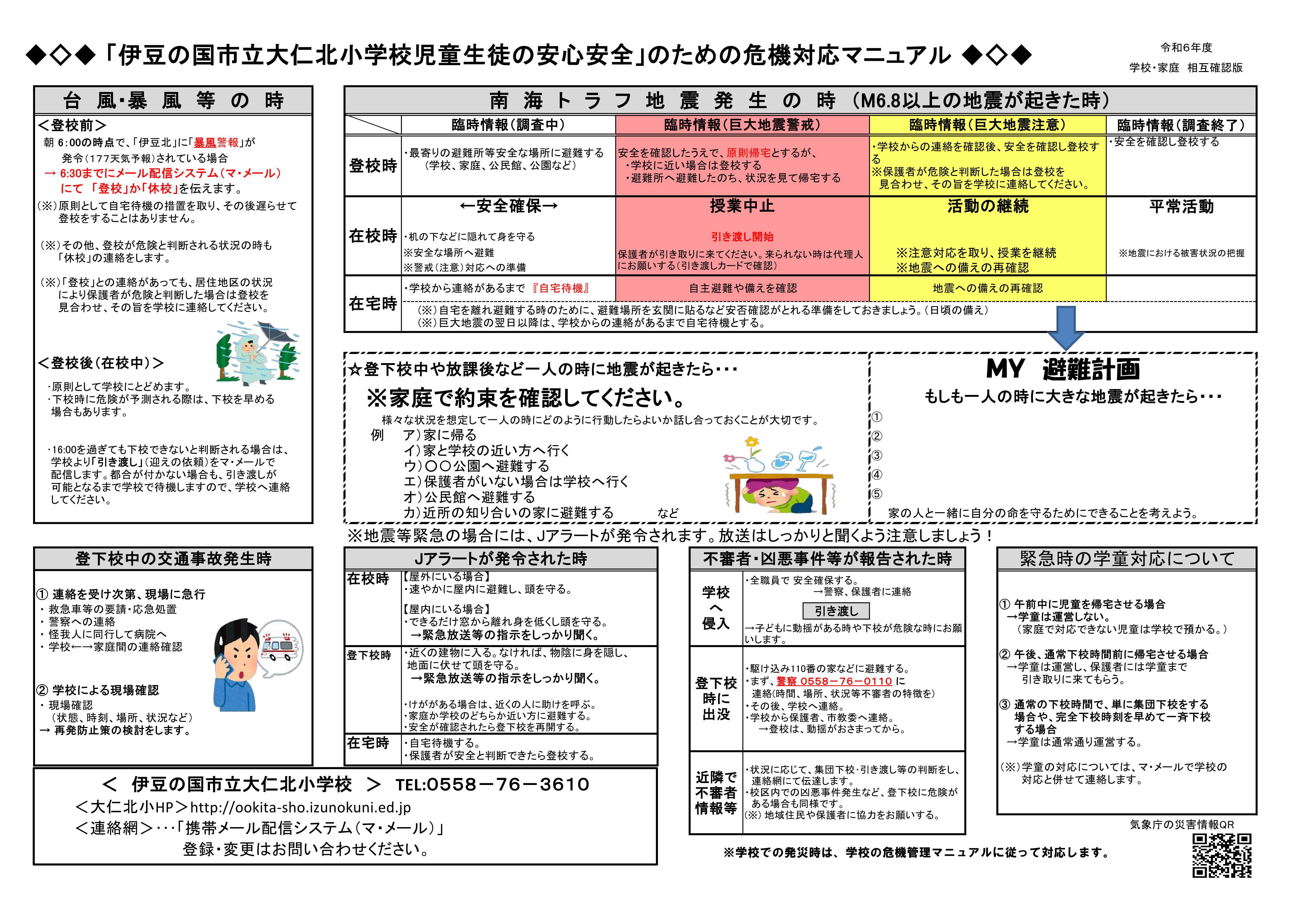 【北小HP用】大仁北小危機管理マニュアル（家庭保存R６年度版）